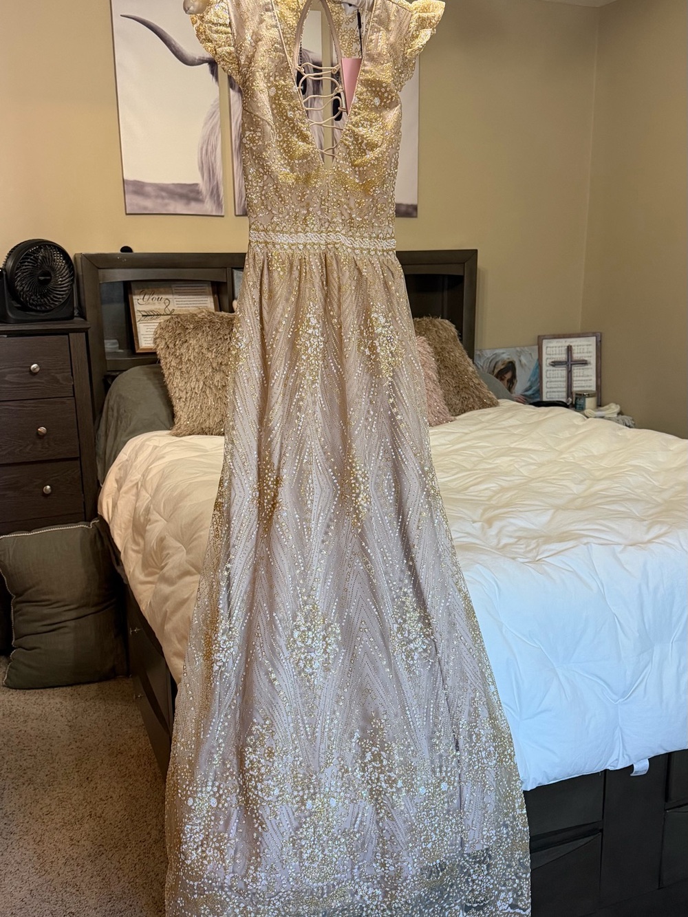 Hello Molly Blush Champagne Lace Up Maxi Gown - Picture 7 of 14